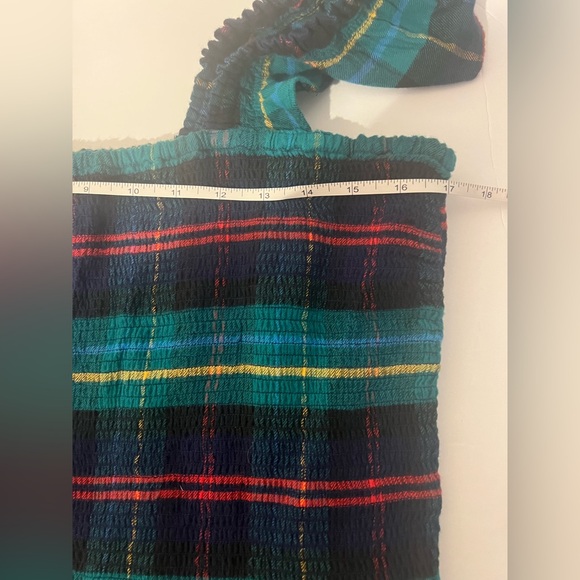 Lands' End plaid tiered dress with smocking, ruffle straps. Coastal Chic 12/14 L - Picture 8 of 10